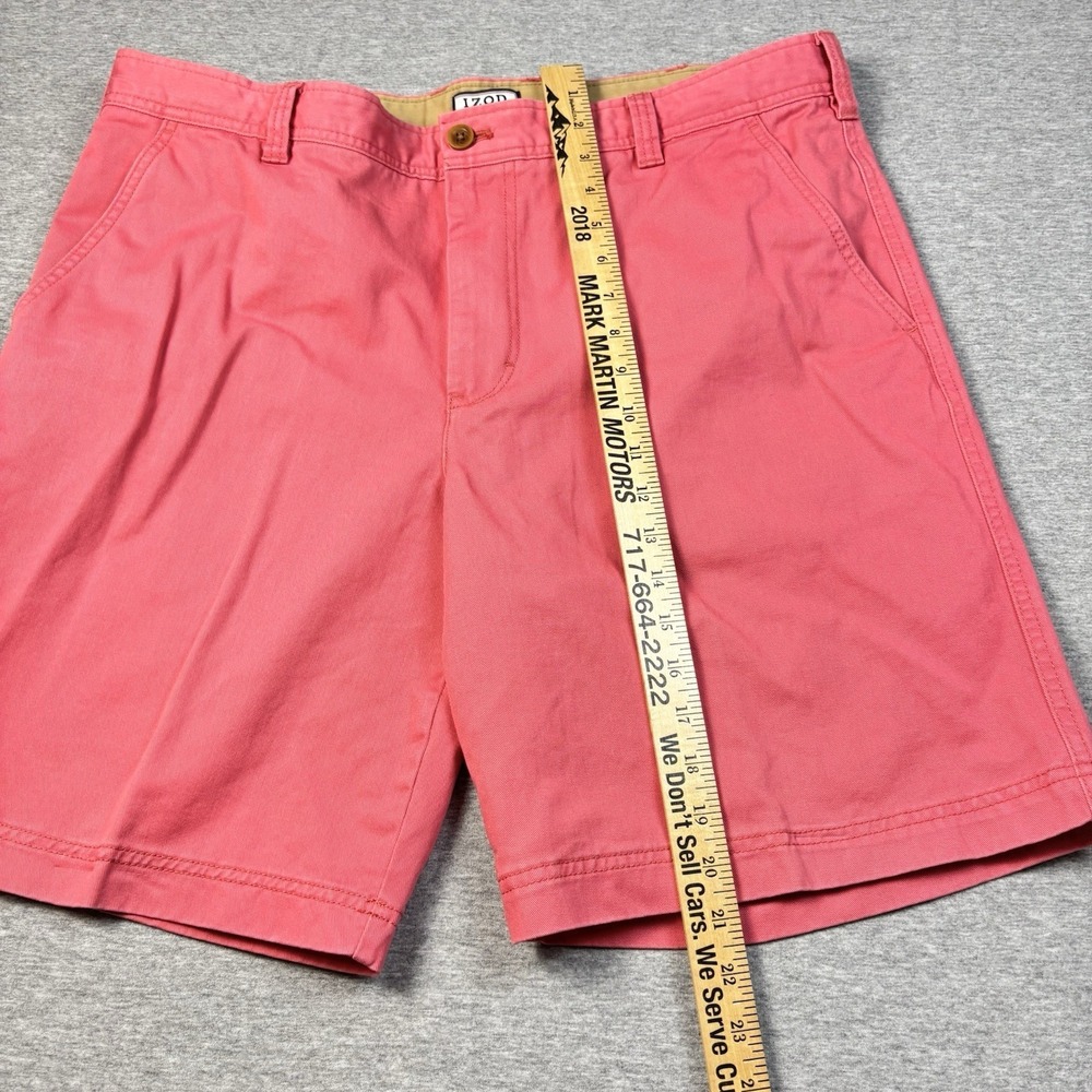 IZOD Saltwater Shorts Mens 38 Vibrant Pink Salmon Chino Stretch Flat Front 38x9 - Picture 5 of 10